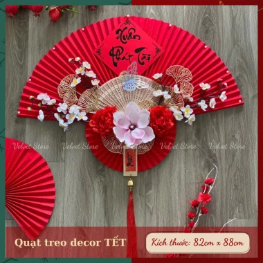 Set Vật Liệu Quạt Đỏ Mix Phụ Kiện Hoa Rtang Trí Decor Tết 2.026 Giá 185,000₫