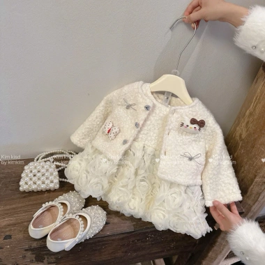 Sét Váy Công Chúa Bé Gái Áo Khoác Dạ Hoa - Đầm Dạ Hội Tết Size 5-13kg 252k