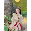 Sét váy Tết áo kem viền đỏ đính nơ tay loe chân váy ngắn tùng xòe 178.030 VND 4