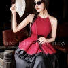Set yếm váy Huyền Đàm FLEXY đỏ đô, mắt cáo vàng, vải xược tơ - Ưu đãi Tết 599k 3