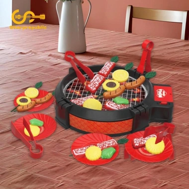Sharprepublic 27 miếng đồ chơi nướng BBQ - Bộ nhà bếp mô phỏng âm thanh thực tế, thực phẩm lật, quà tặng 8