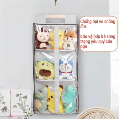 SHIP NHANH HCM - Túi treo đồ chơi trong suốt chống bụi ẩm, đa năng 41x120cm, phù hợp gấu bông