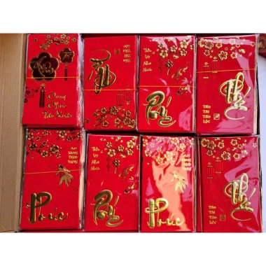 Sỉ 120 bao đựng lì xì in 3D nổi chất giấy nhung mịn siêu đẹp - Giá ưu đãi 75.000₫