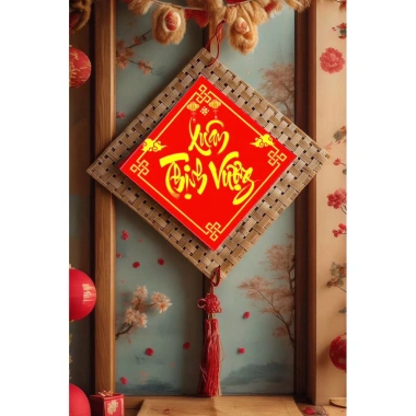 SỈ 320 tờ thư pháp 10x10cm - Dán giỏ quà, trang trí Tết, 8 nội dung, giá chỉ 20.000₫, ưu đãi đặc biệt