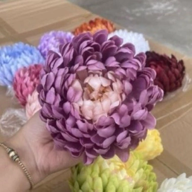 Sỉ đầu bông hoa cúc đại đoá 16cm cúc mẫu đơn, cúc tăm, hoa lụa trang trí 18.000đ 10