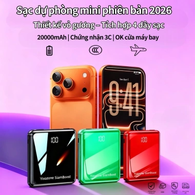 SiamBoost Sạc dự phòng 20.000mAh có dây kèm, sạc đa thiết bị, giá 198.000đ