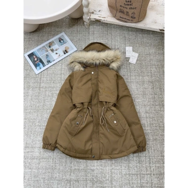 Siêu phẩm Đón Tết: Áo khoác nữ Parka mũ lót lông siêu ấm, dày dặn, rút eo, dán dài - 249.000₫