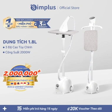 Simplus Bàn Ủi Hơi Nước Đứng 2.000W GTJH014 - Công Suất Lớn, Bảo Hành 1 Năm, Ưu Đãi 1 Đổi 1, Giá Chỉ 679.000 VND