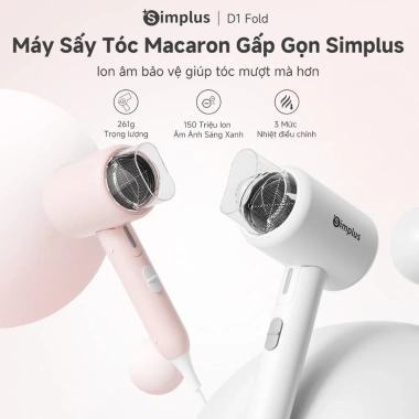 Simplus Máy Sấy Tóc Gấp Gọn 800W Ion Âm 3 Chế Độ Gió Bảo Vệ Tóc Giá 329.000 VND