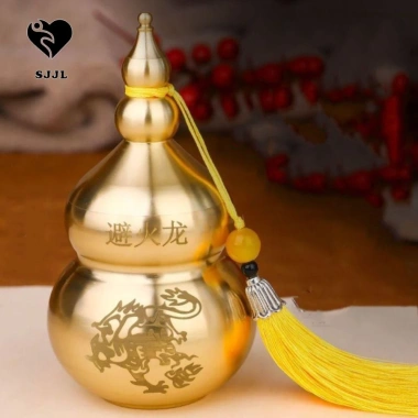 SJJL Quả Bầu Hồ Lô Đồng Thau Thủ Công Kiểu Trung Hoa Cổ Điển Trang Trí Phòng Khách