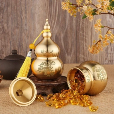 SJJL Quả Bầu Hồ Lô Đồng Thau Thủ Công Kiểu Trung Hoa Cổ Điển Trang Trí Phòng Khách
