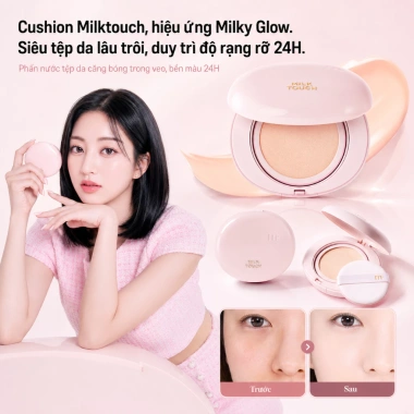 Skinpop Phấn Nước Milktouch Bền Màu Căng Bóng Milky Glow 15g Giao Nhanh Tết