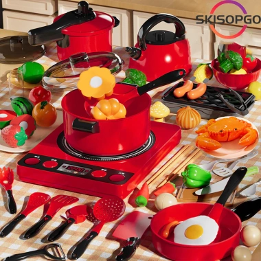 SKISOPGO Bộ đồ chơi nấu ăn mô phỏng nhà bếp - Đồ chơi giáo dục thông minh, nướng thịt, giảm còn 56.100₫