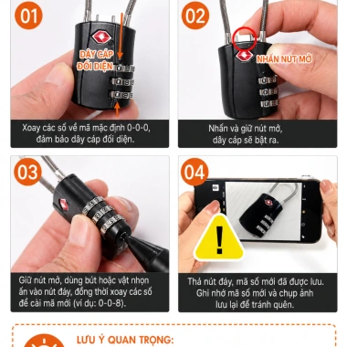 Slug ổ khoá vali mini TSA tiêu chuẩn Hoa Kỳ - Bảo mật cao, Giá chỉ 154.800₫ 3