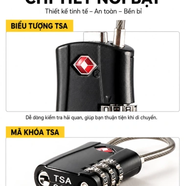 Slug ổ khoá vali mini TSA tiêu chuẩn Hoa Kỳ - Bảo mật cao, Giá chỉ 154.800₫ 4