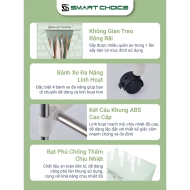 SmartChoice SCG-TS002 Tủ Sấy Quần Áo 15-20kg 1.500W 1m5 Sấy Khô Nhanh Giá 1.115.000 VND