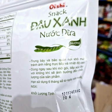 Snack Đậu Xanh Nước Dừa Oishi Túi Zip 65g - Giá chỉ 36.800₫, giảm ngay, vị ngọt tự nhiên 7