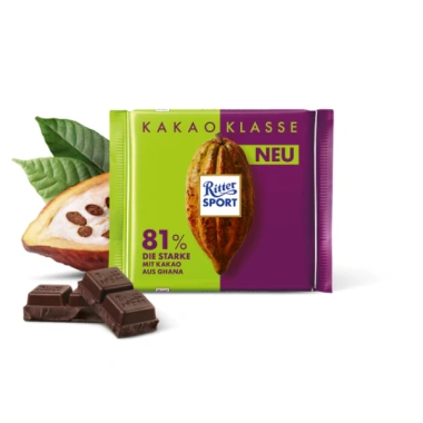 Sô cô la Ritter Kakao Klasse 81% Ghana 100g - Hương vị đậm đà, giảm giá 125k