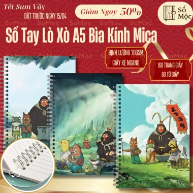 Sổ Lò Xo A5 160 Trang Kẻ Ngang Bìa Kính Mica Tiểu Yêu Quái Núi Lãng Lãng Giá Ưu Đãi