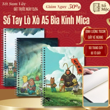 Sổ Lò Xo A5 160 Trang Kẻ Ngang Bìa Kính Mica Tiểu Yêu Quái Núi Lãng Lãng Giá Ưu Đãi