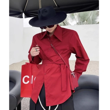 Sơ mi nam tay dài mix cà vạt dây Feliz - Đỏ, Xanh coban, Trắng, giá chỉ 210.000₫