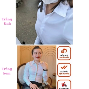 Sơ mi trắng tay dài LINH CHI vải lụa nhung cao cấp, không nhăn, mềm mịn, form đẹp tôn dáng sang trọng giá 185.000₫