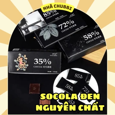 Socola Đen 100% Nguyên Chất 5 Cấp Độ Cacao Không Đường Ăn Kiêng 120g Chubbi 28.000₫