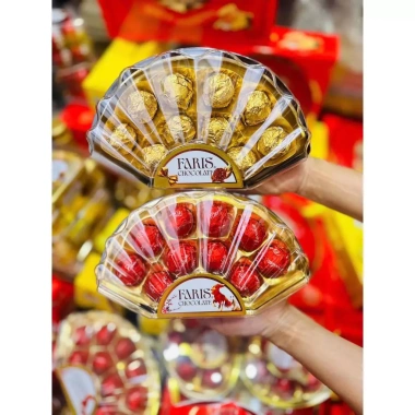 Socola Faris Hộp Quạt Vàng Đỏ 10 Viên Quà Tết và Valentine Cao Cấp, Giá 67.000₫