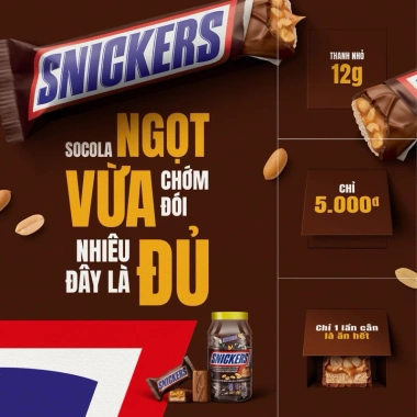 Socola Snickers 12g x33 thanh tặng 5 thanh (456g) – Giá ưu đãi 199.000, mới nhất
