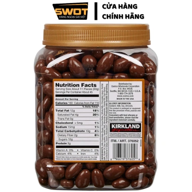 Socola sữa hạnh nhân Kirkland Mỹ - Milk Chocolate Almonds, nhân hạt giòn béo, chỉ 289.000đ