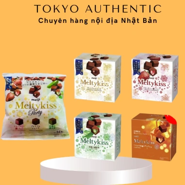 Socola tươi Meiji Meltykiss 56g 4 vị vani, trà xanh, dâu tây, caramel Nhật Bản