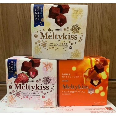 Socola tươi Meiji Meltykiss 56g 4 vị vani, trà xanh, dâu tây, caramel Nhật Bản