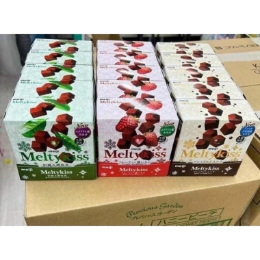 Socola tươi Meiji Meltykiss 56g 4 vị vani, trà xanh, dâu tây, caramel Nhật Bản