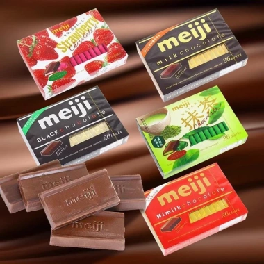 Socola tươi Meiji Meltykiss 56g 4 vị vani, trà xanh, dâu tây, caramel Nhật Bản
