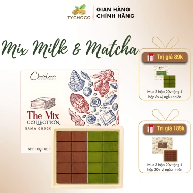Socola Tươi Nama Nguyên Chất Chocolate Mix Matcha Milk 20 viên - Chocoline Giao Hỏa Tốc