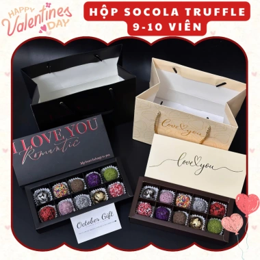 Socola Valentine Handmade Hộp Truffle 9-10 Viên Kèm Túi Thiệp - Quà Tỏ Tình Ngọt Ngào Cho Nam Nữ Giá 145k