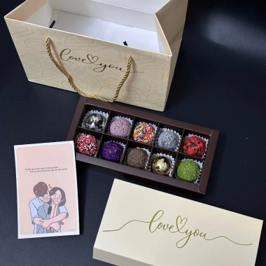 Socola Valentine Handmade Hộp Truffle 9-10 Viên Kèm Túi Thiệp - Quà Tỏ Tình Ngọt Ngào Cho Nam Nữ Giá 145k