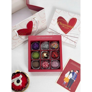 Socola Valentine Handmade Hộp Truffle 9-10 Viên Kèm Túi Thiệp - Quà Tỏ Tình Ngọt Ngào Cho Nam Nữ Giá 145k