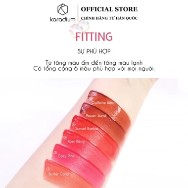 Son Kem Bóng Hàn Quốc Karadium Glassy Fitting Tint – Siêu Lì, Không Khô Môi, Bảng Màu Đa Dạng, Giá 39.000₫ 6