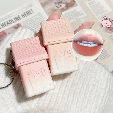 Son môi màu nhung lì kèm móc khóa - cọ silicone mềm mịn, giá chỉ 60.610 VND 3