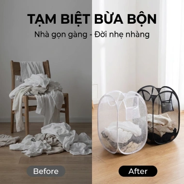 Sọt Lưới Đựng Quần Áo Cỡ Lớn JYoohome - Giỏ Đồ Giặt Gấp Gọn Đa Năng Khung Thép 4