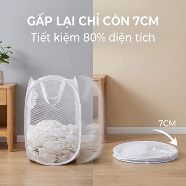Sọt Lưới Đựng Quần Áo Cỡ Lớn JYoohome - Giỏ Đồ Giặt Gấp Gọn Đa Năng Khung Thép 6