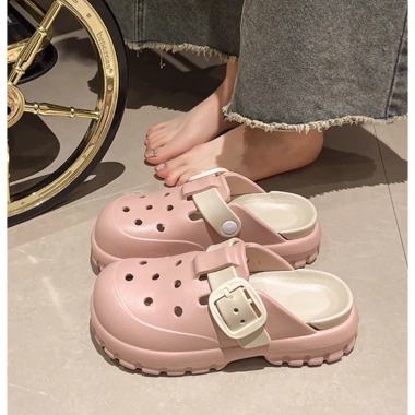 STEP & STYLE Dép đế mềm hai quai CÁCH Nữ flat lười Nửa Dép Thắt Lưng Khóa Đôi Dây thoải mái chỉ 147.744₫
