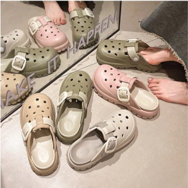 STEP & STYLE Dép đế mềm hai quai CÁCH Nữ flat lười Nửa Dép Thắt Lưng Khóa Đôi Dây thoải mái chỉ 147.744₫