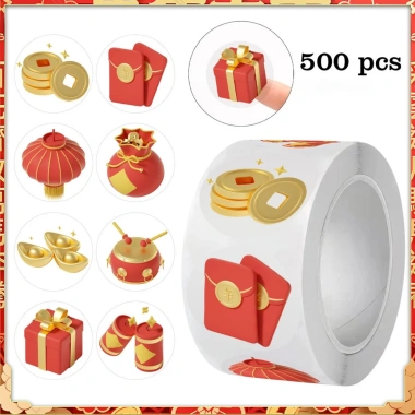 Sticker Cuộn Tết Nguyên Đán 2.026 Bính Ngọ 500pcs - Trang Trí Năm Mới May Mắn Tài Lộc Giá Ưu Đãi 23.100 VND