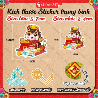 Sticker Tết 2.026 Bính Ngọ - Hình Dán Cổ Truyền Trang Trí Bao Lì Xì, Thiệp, Hộp Quà, Bình Nước, 15.900đ