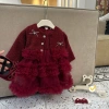Sữa Kids Set Váy Dạ Công Chúa Tùng Ren Kèm Áo Khoác Dạ - Váy Tết Bé Gái 8‑18kg 3