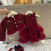Sữa Kids Set Váy Dạ Công Chúa Tùng Ren Kèm Áo Khoác Dạ - Váy Tết Bé Gái 8‑18kg 4