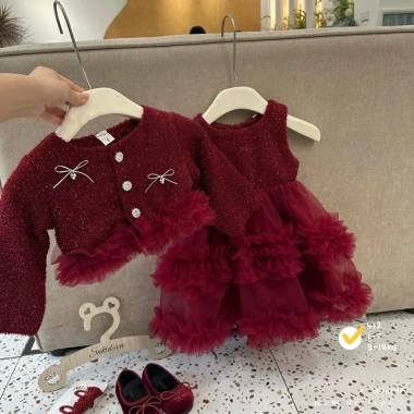 Sữa Kids Set Váy Dạ Công Chúa Tùng Ren Kèm Áo Khoác Dạ - Váy Tết Bé Gái 8‑18kg 4 Sữa Kids Set Váy Dạ Công Chúa Tùng Ren Kèm Áo Khoác Dạ - Váy Tết Bé Gái 8‑18kg 4