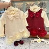 Sữa Kids Set Váy Dạ Công Chúa Tùng Ren Kèm Áo Khoác Dạ - Váy Tết Bé Gái 8‑18kg 9